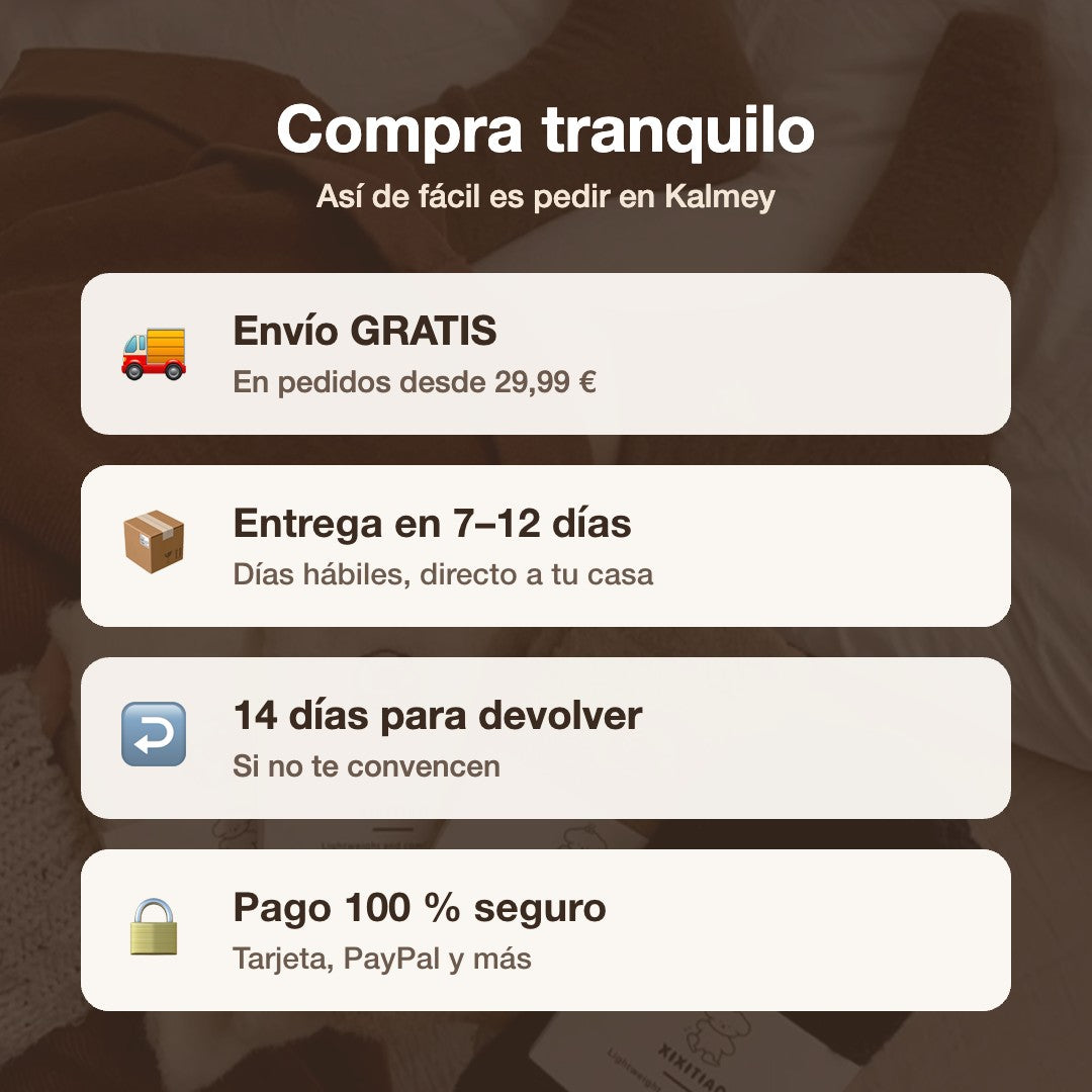 Envío gratis, entrega 7-12 días, 14 días para devolver y pago seguro